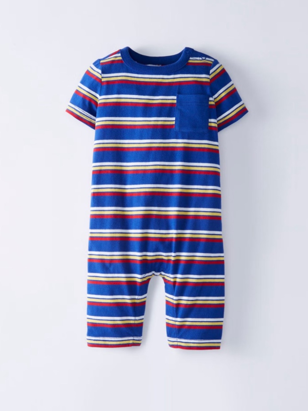 Hanna Andersson Boys Blue Stripe Romper Shorts T-Shirt Snap Bottom Size 90cm 3T